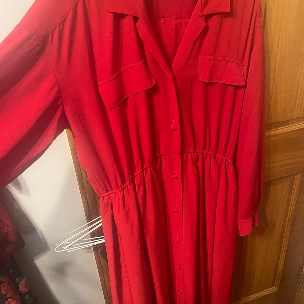 Pat Argenti size 14 lightweight red dress coat shirt